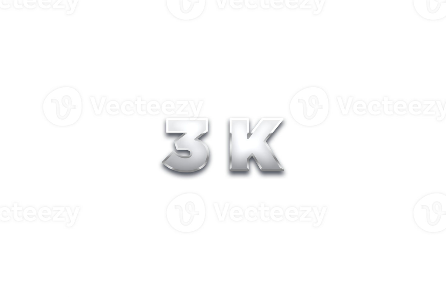 3 k subscribers celebration greeting Number with metal design png