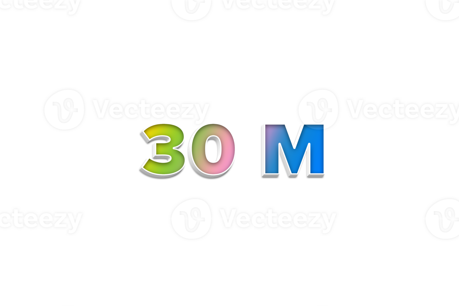 30 million subscribers celebration greeting Number with 3d extrude design png