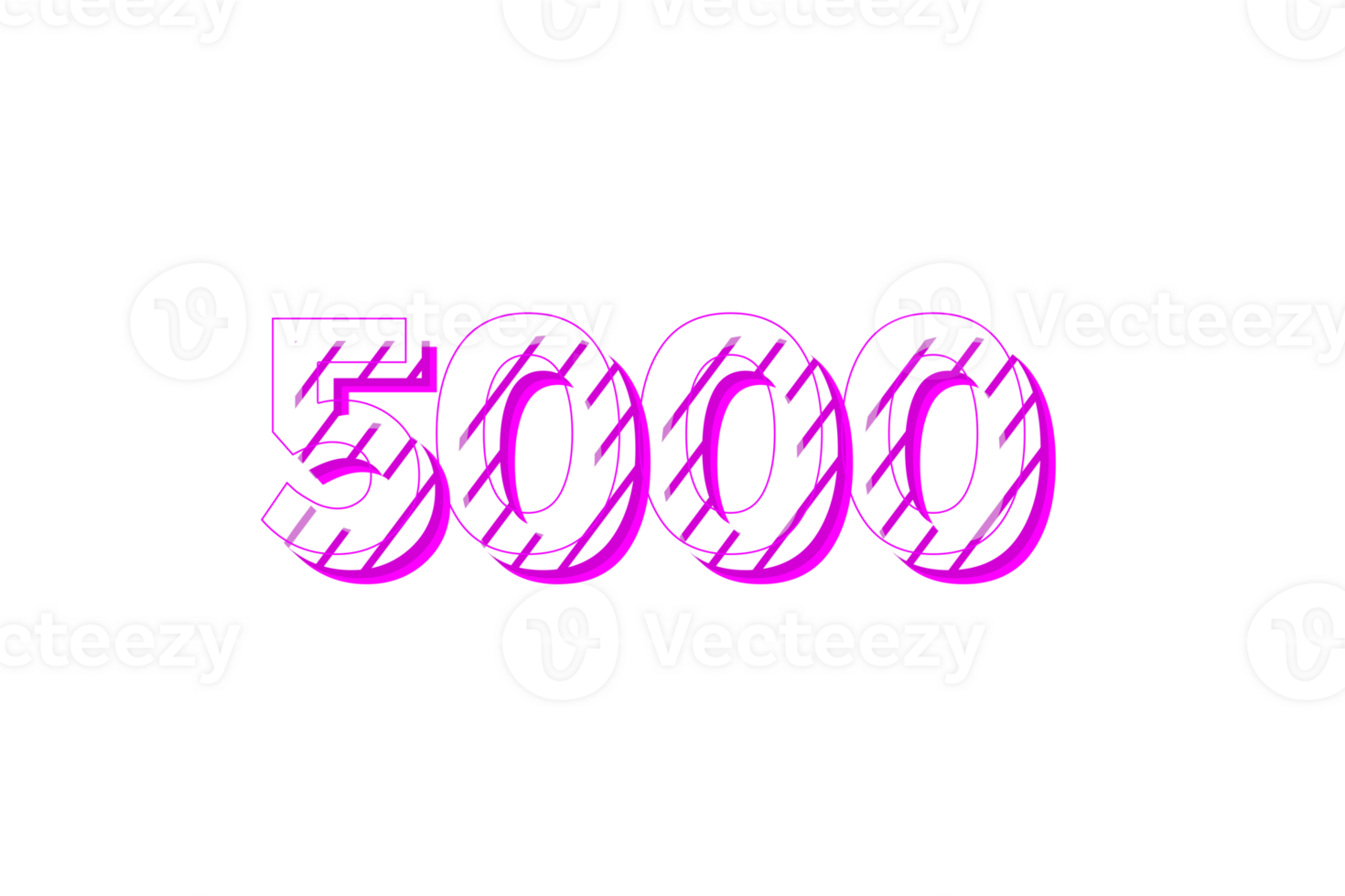 5000 subscribers celebration greeting Number with stripe design png
