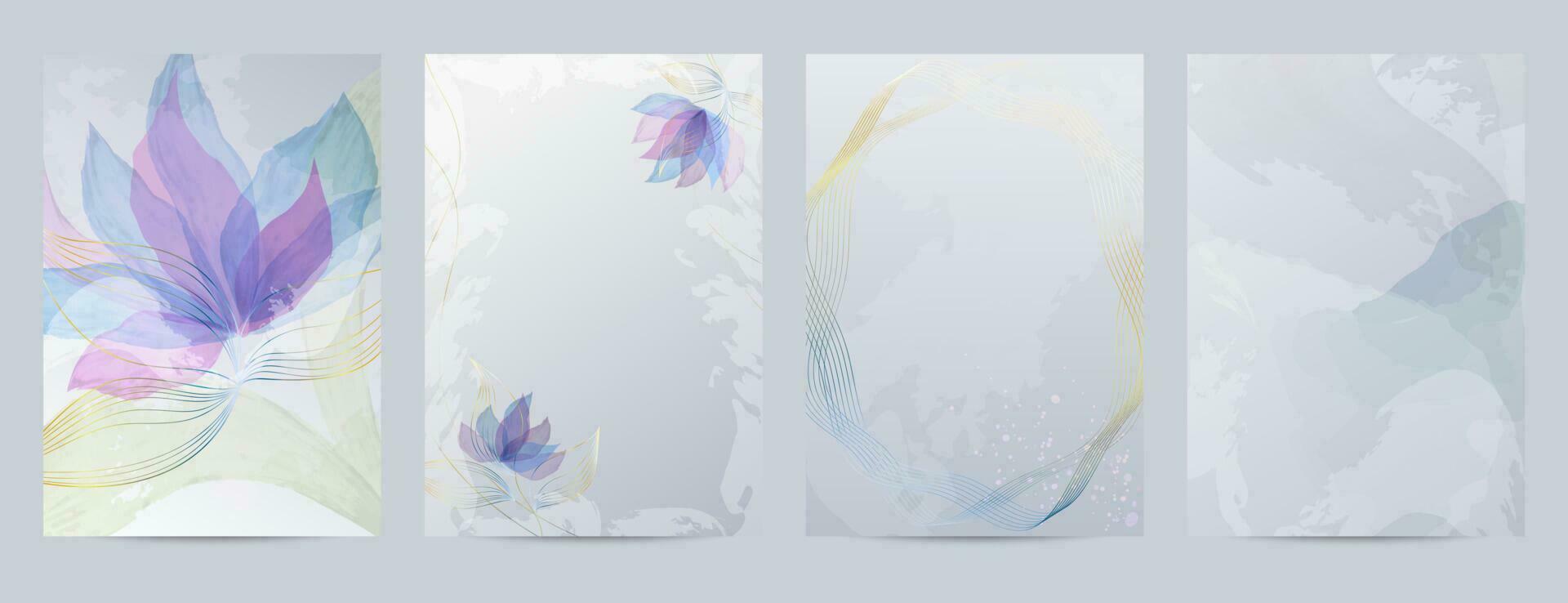 Abstract floral background. Set of templates for cover, postcard, invitation, flyer, brochure. vector