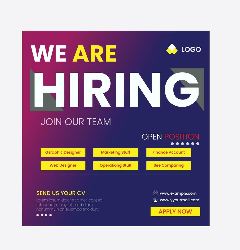 We are Hiring poster vector