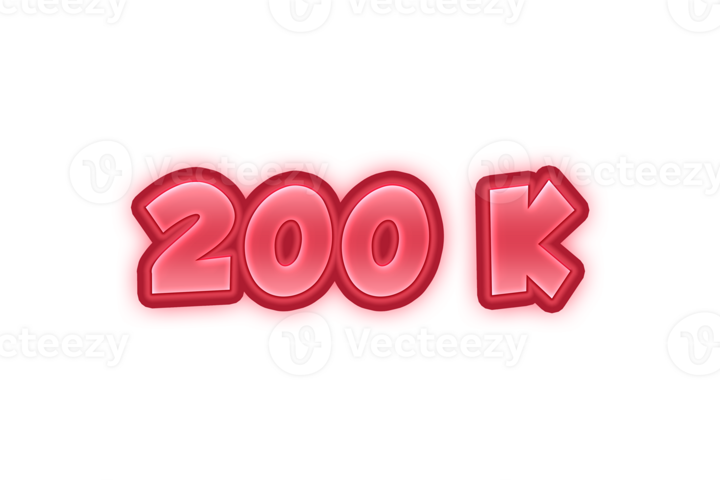 200 k subscribers celebration greeting Number with red embossed design png