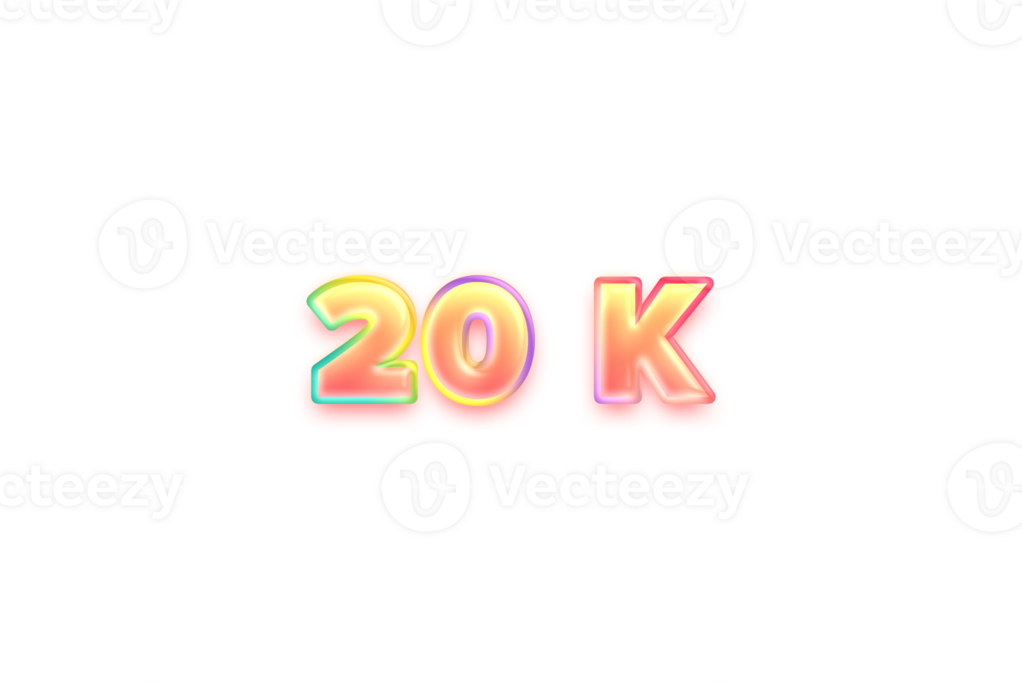20 k subscribers celebration greeting Number with candy color design png