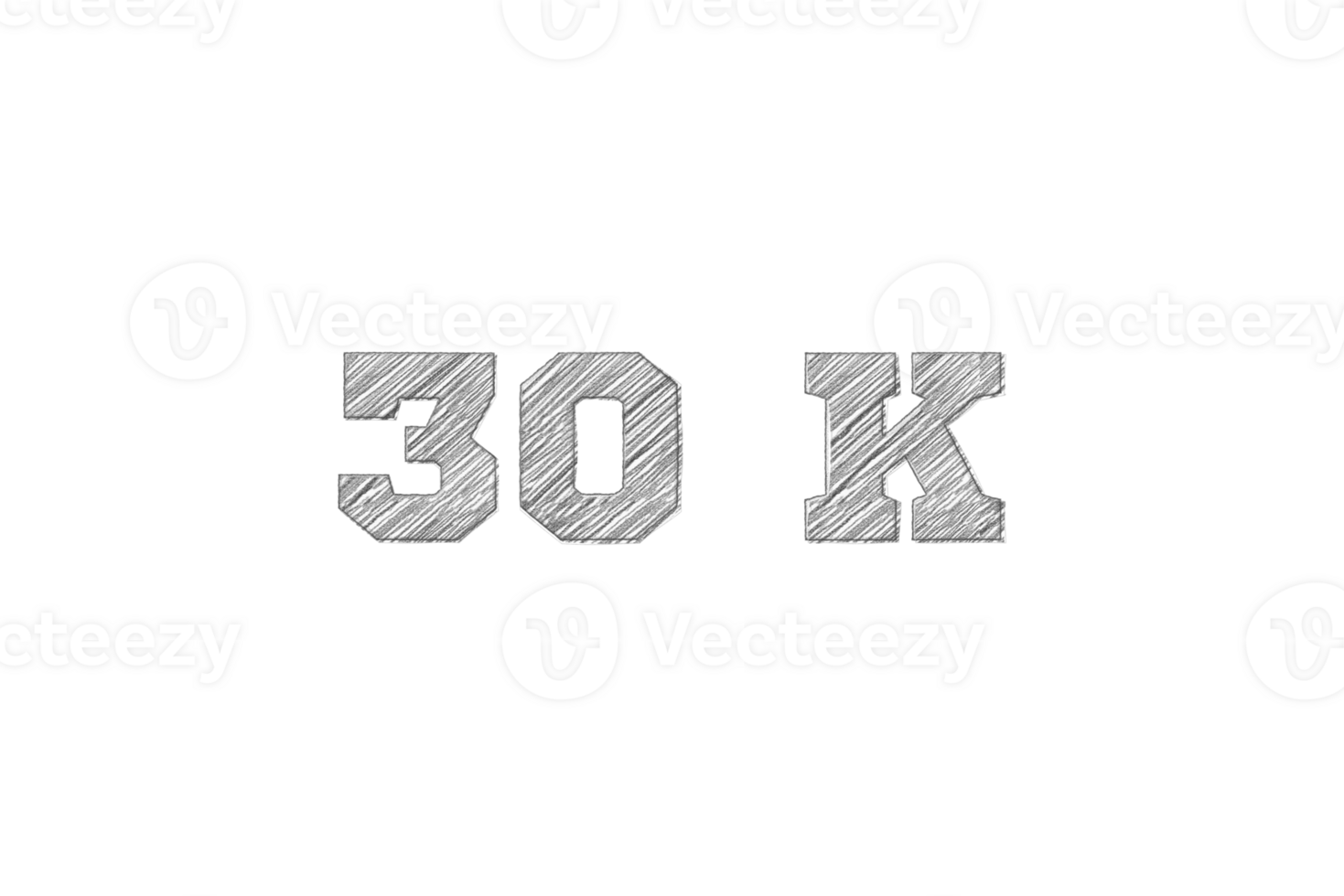 30 k subscribers celebration greeting Number with pencil sketch design png