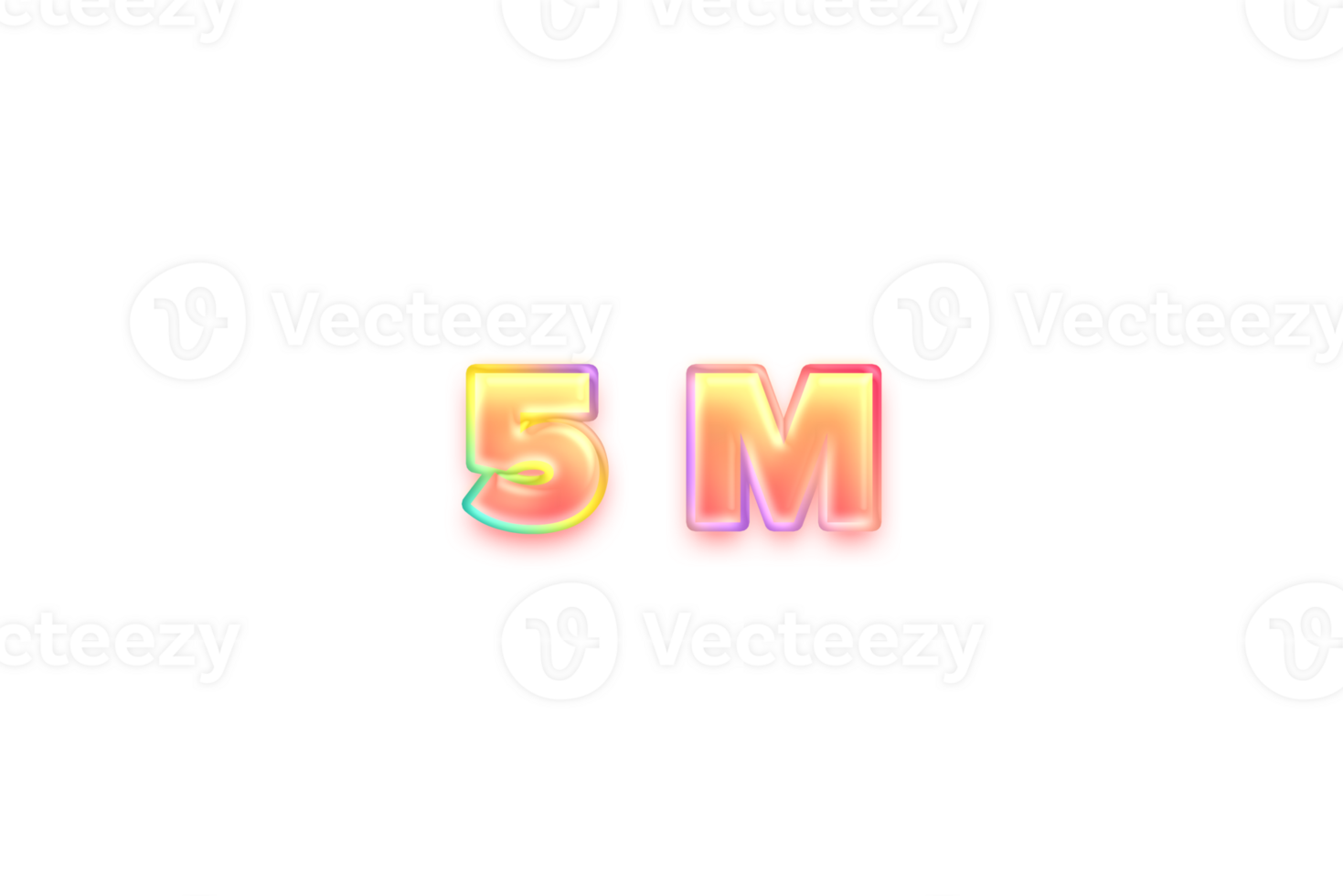 5 million subscribers celebration greeting Number with candy color design png