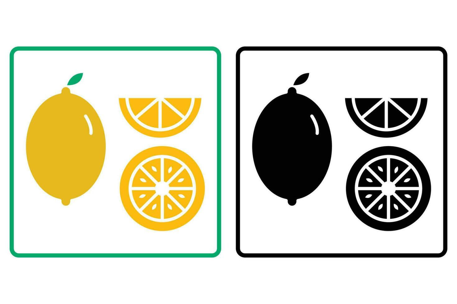 Lemons icon set. icon related to fruits. Solid icon style. Simple vector design editable