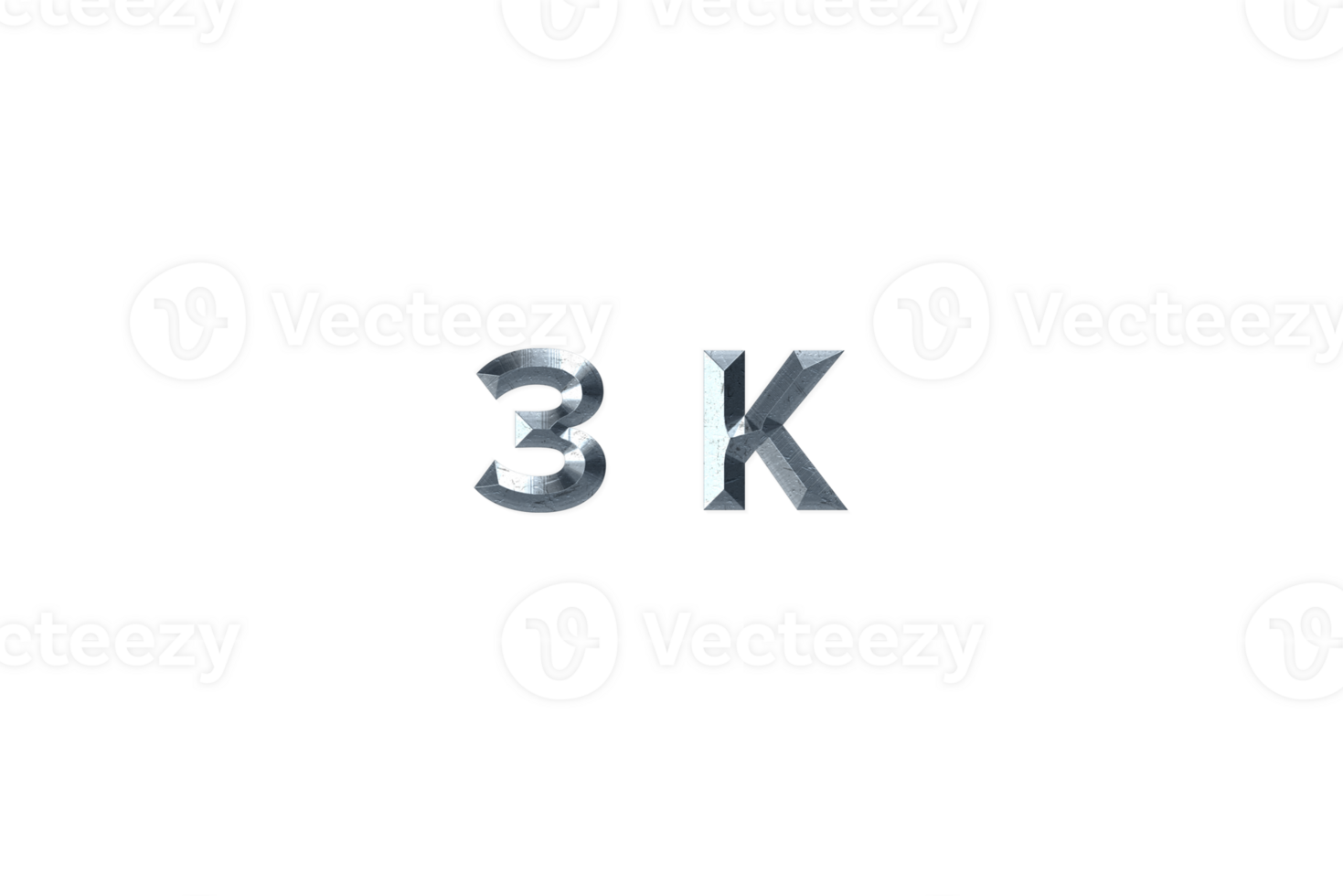 3 k subscribers celebration greeting Number with grey metal design png