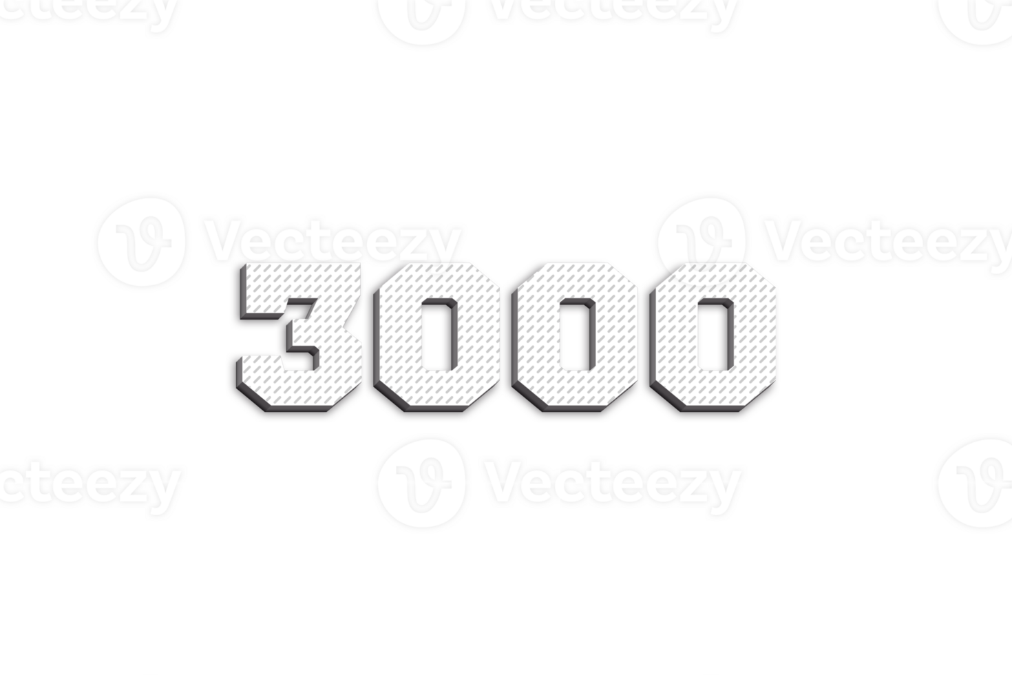 3000 subscribers celebration greeting Number with 3d paper design png