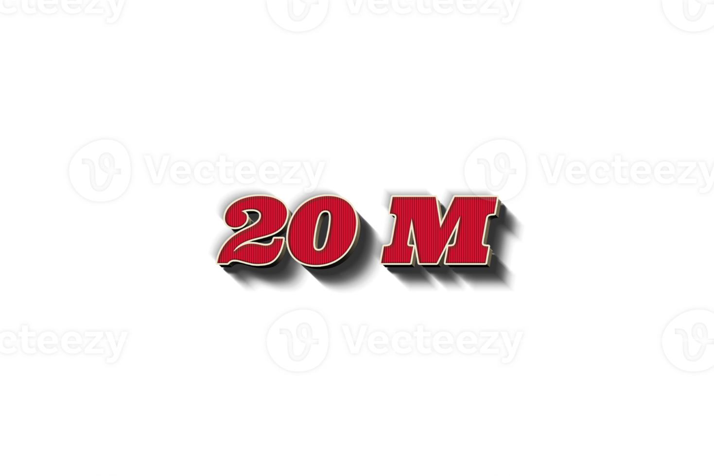 20 million subscribers celebration greeting Number with retro 3 design png