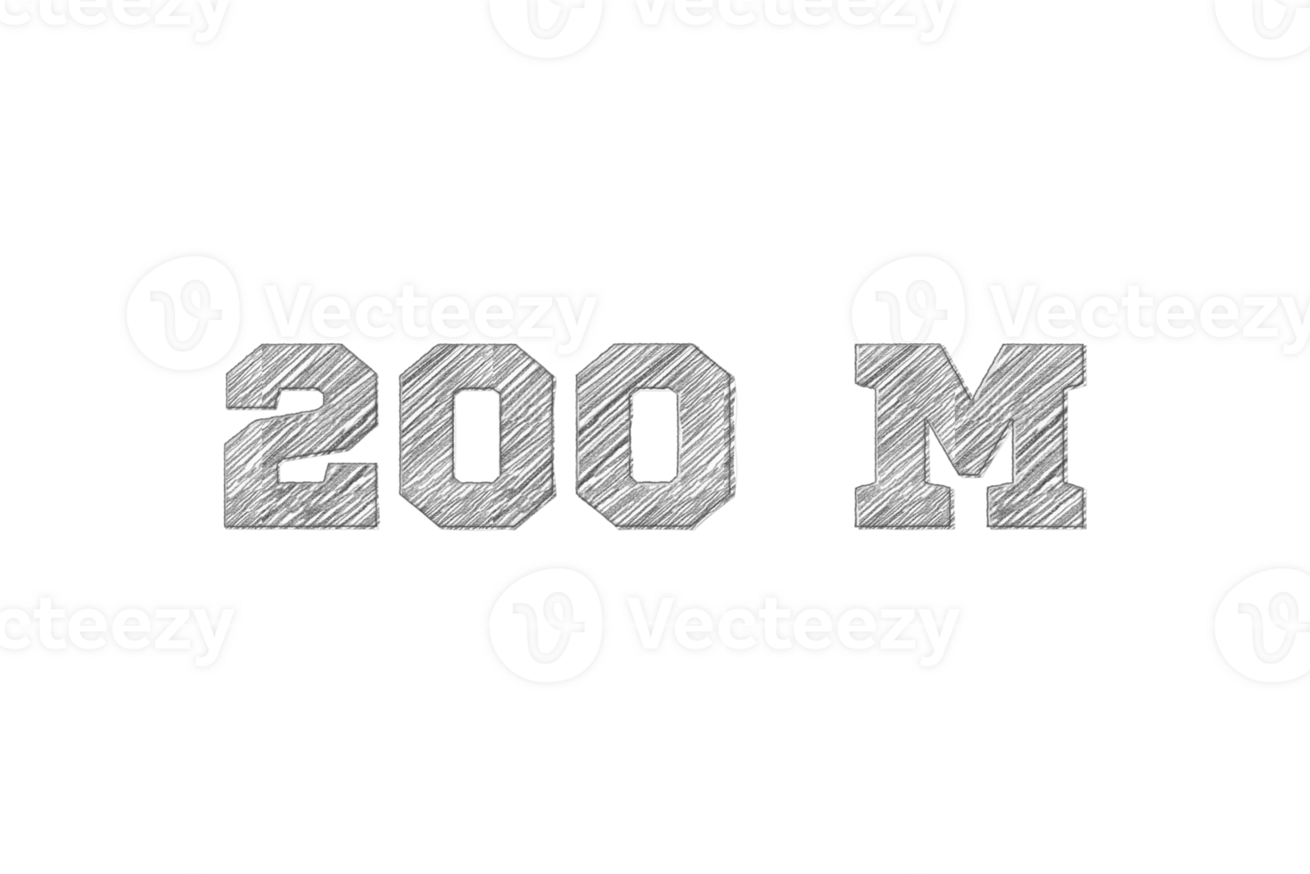 200 million subscribers celebration greeting Number with pencil sketch design png