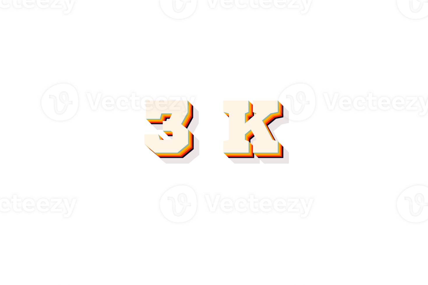 3 k subscribers celebration greeting Number with retro 2 design png