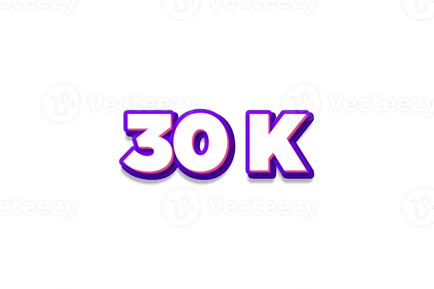 30 k subscribers celebration greeting Number with purple and pink design png