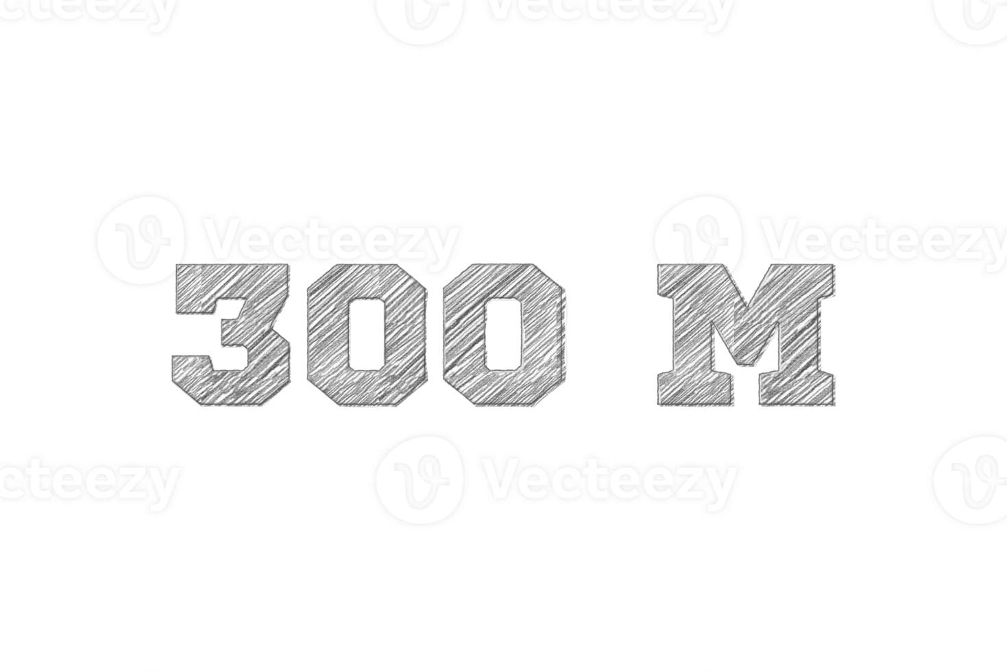 300 million subscribers celebration greeting Number with pencil sketch design png