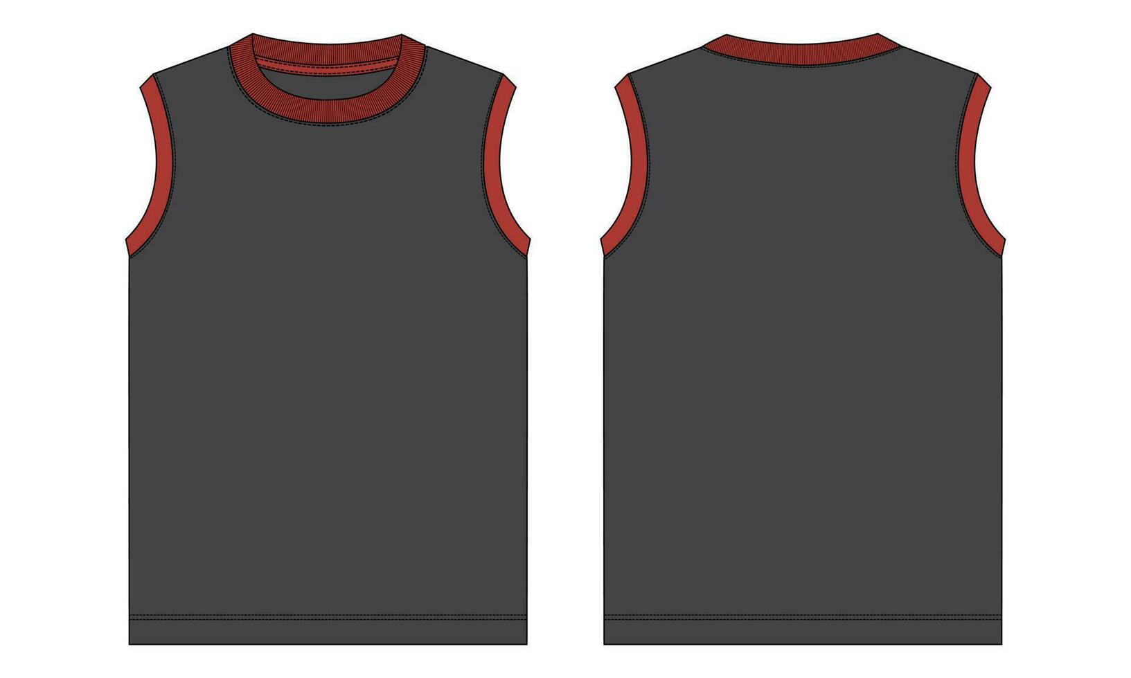 Tank Tops Technical Fashion flat sketch vector illustration template Front and back views. Apparel tank tops mock up for men's and boys.