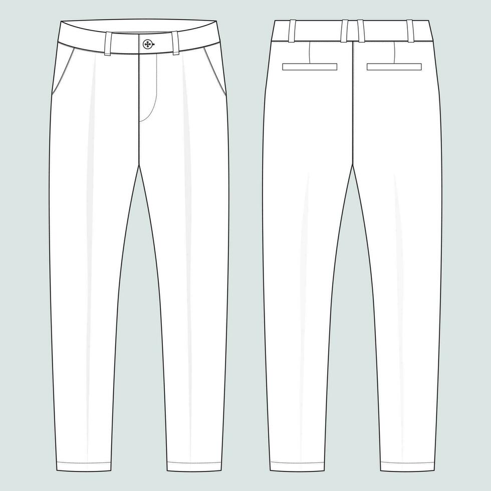 Trouser pants technical fashion flat sketch vector illustration ...