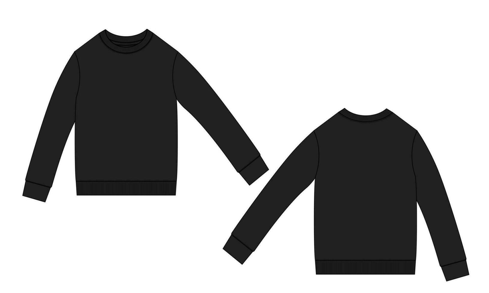 Long Sleeve Sweatshirt technical fashion flat sketch vector