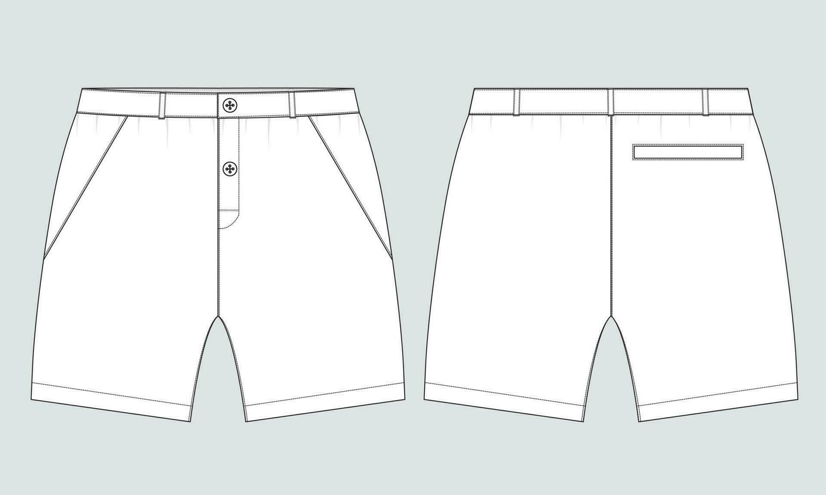 plantilla de boceto plano de moda de vector de pantalones cortos de sudor para niños. ilustración de arte de moda de dibujo técnico de hombres jóvenes.