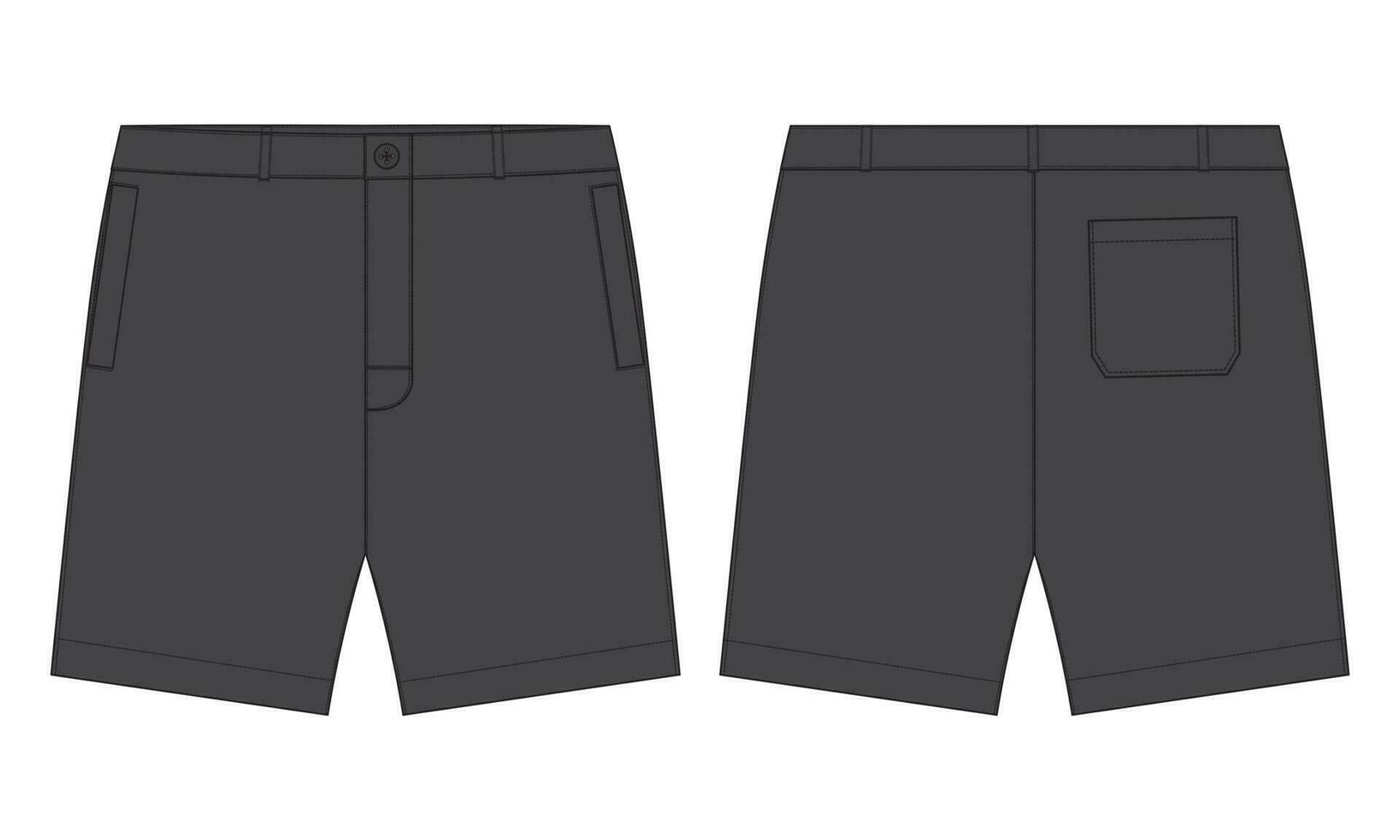 plantilla de boceto plano de moda de vector de pantalones cortos de sudor para niños. ilustración de arte de moda de dibujo técnico de hombres jóvenes.