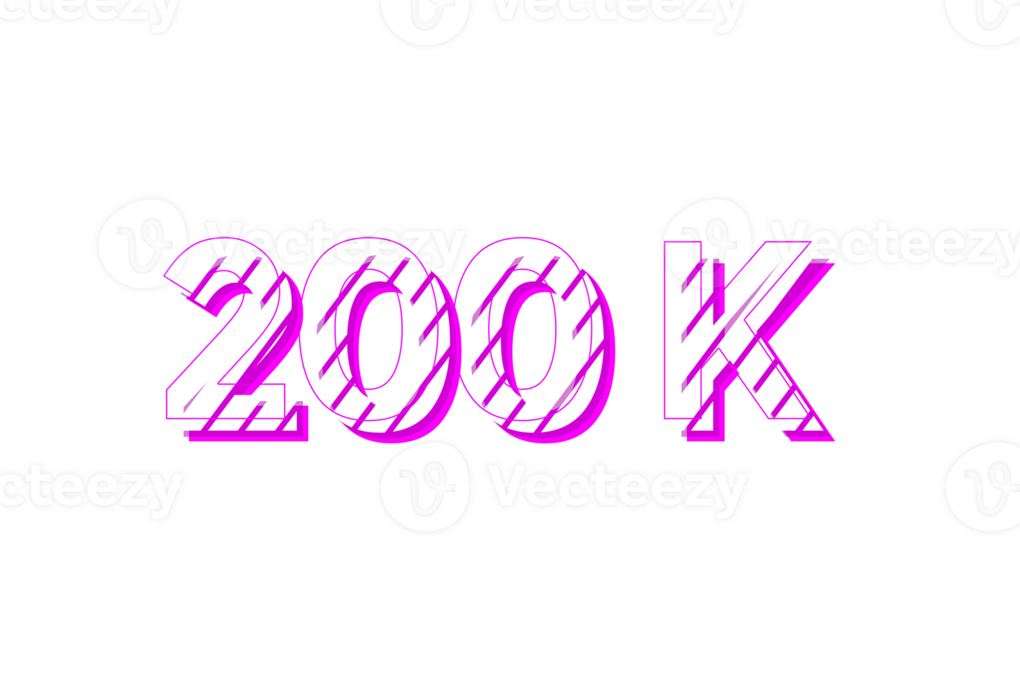 200 k subscribers celebration greeting Number with stripe design png