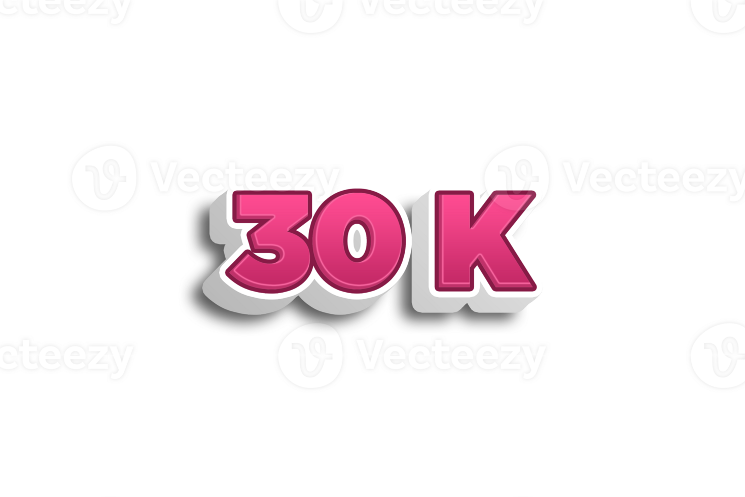 30 k subscribers celebration greeting Number with pink 3d design png