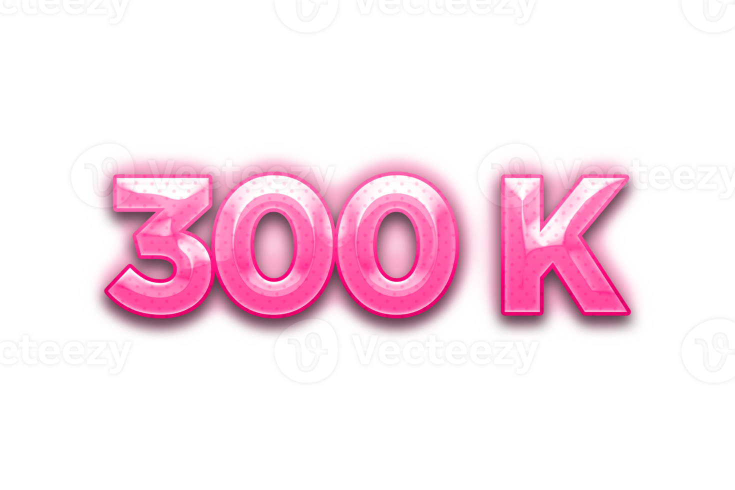 300 k subscribers celebration greeting Number with pink design png