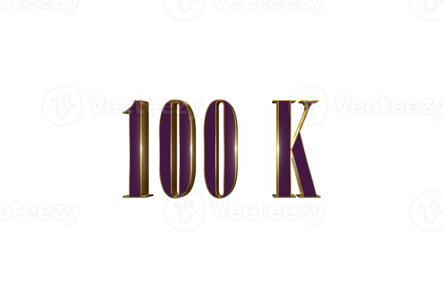 100 k subscribers celebration greeting Number with luxury design png