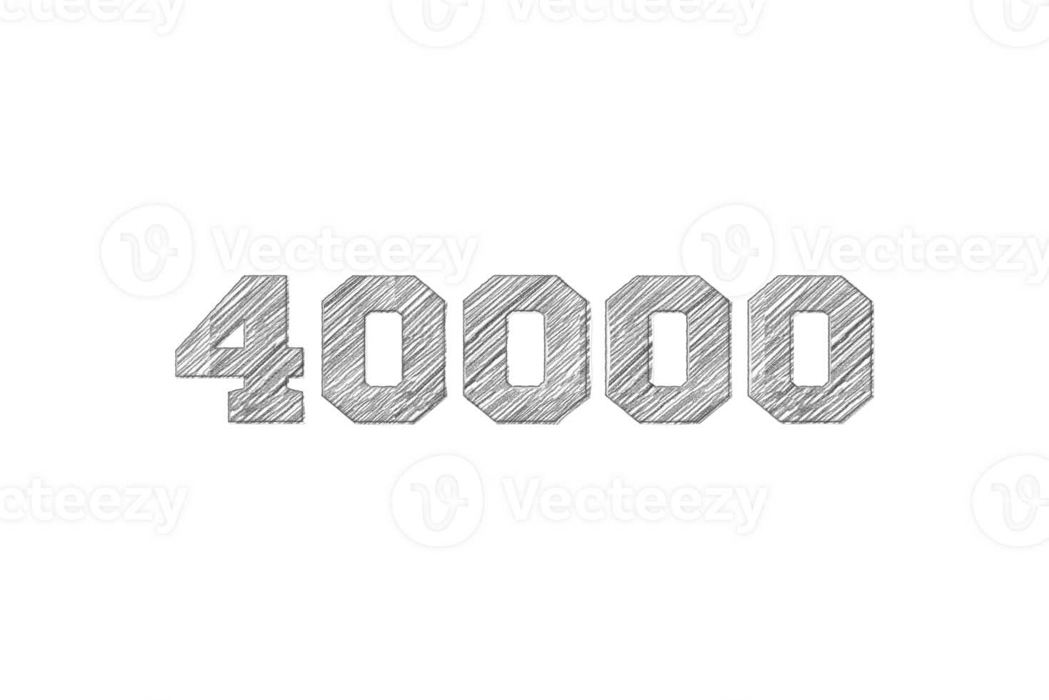 40000 subscribers celebration greeting Number with pencil sketch design png