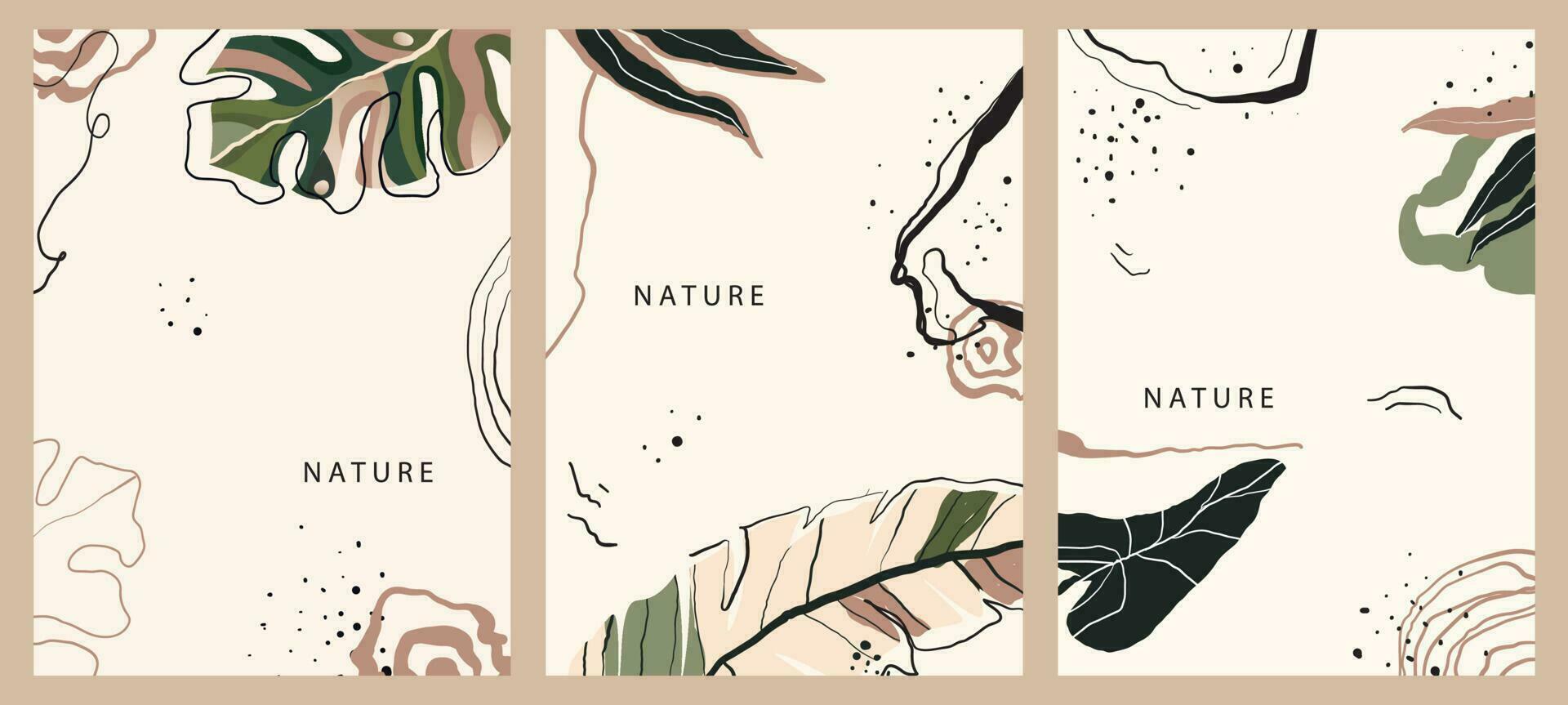 Trendy artistic tropical leaves templates vector
