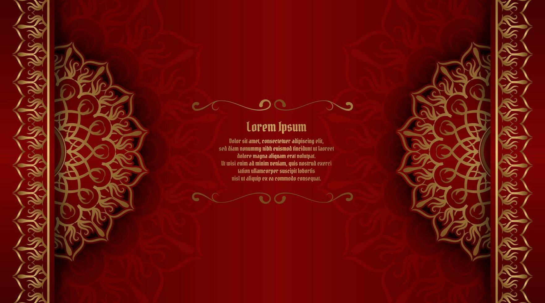 red luxury background, with gold mandala ornament vector