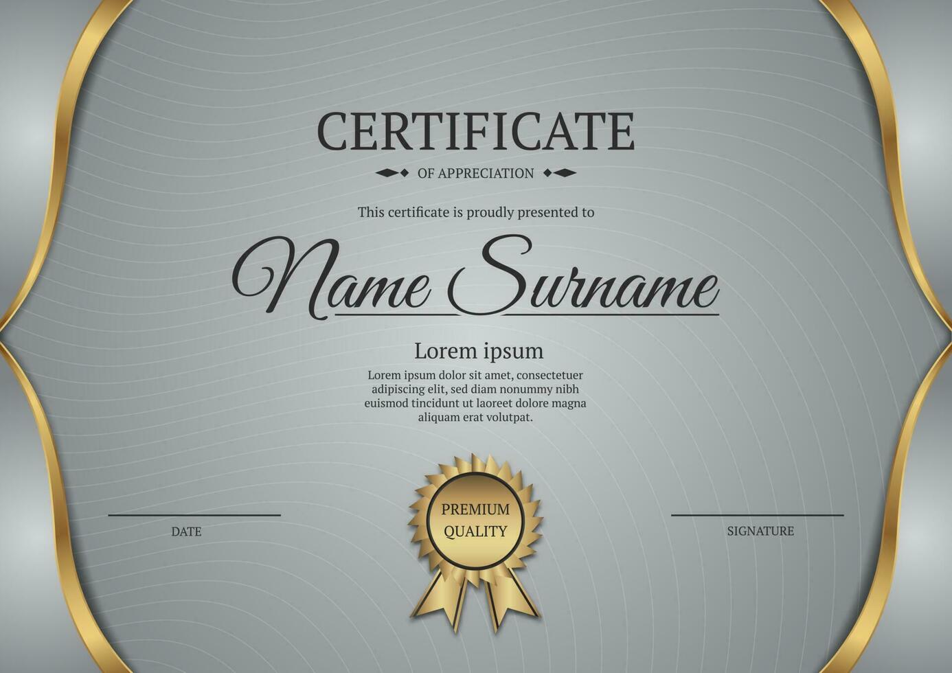 certificate template, with gold border vector