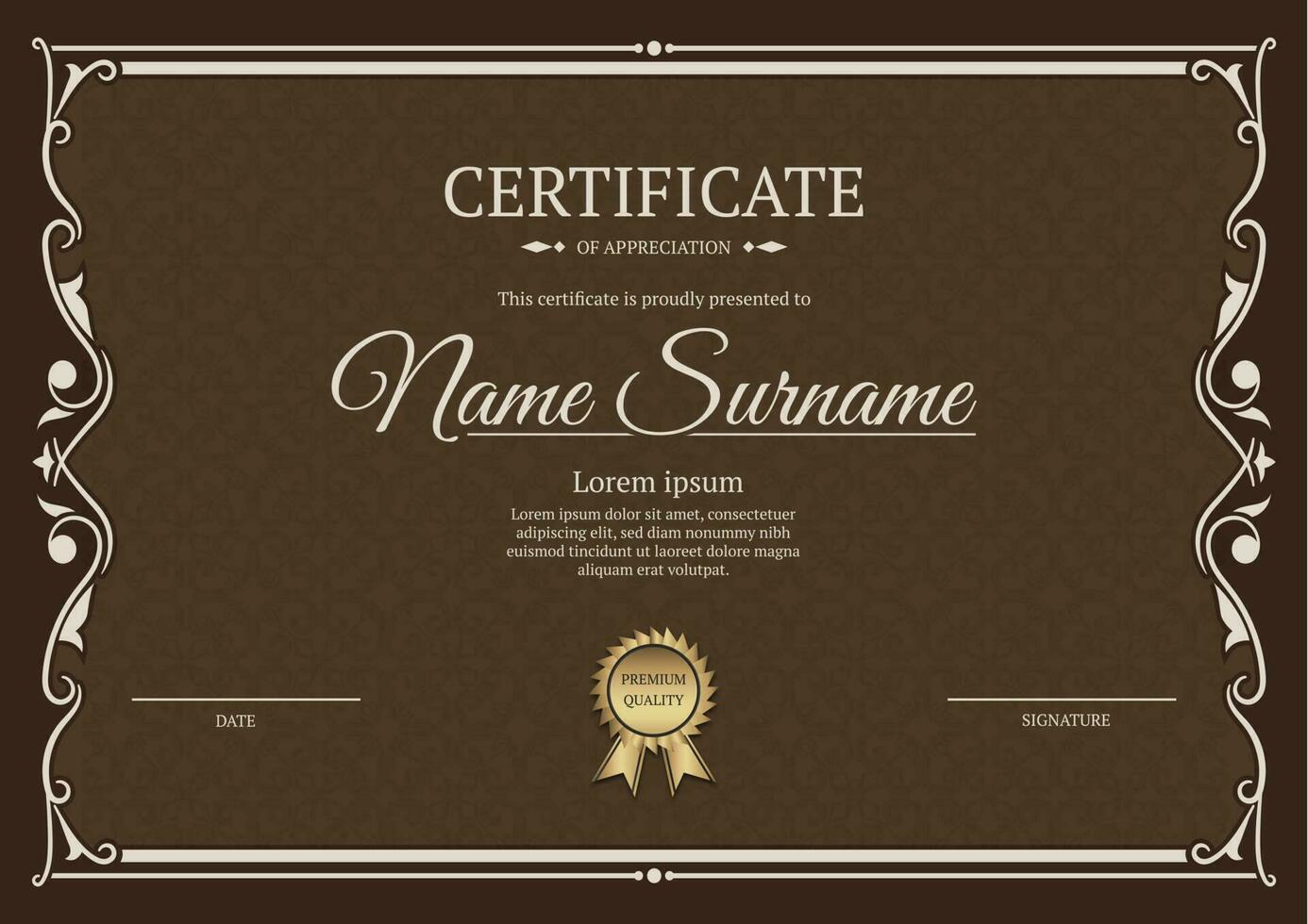 certificate template, with vintage border vector