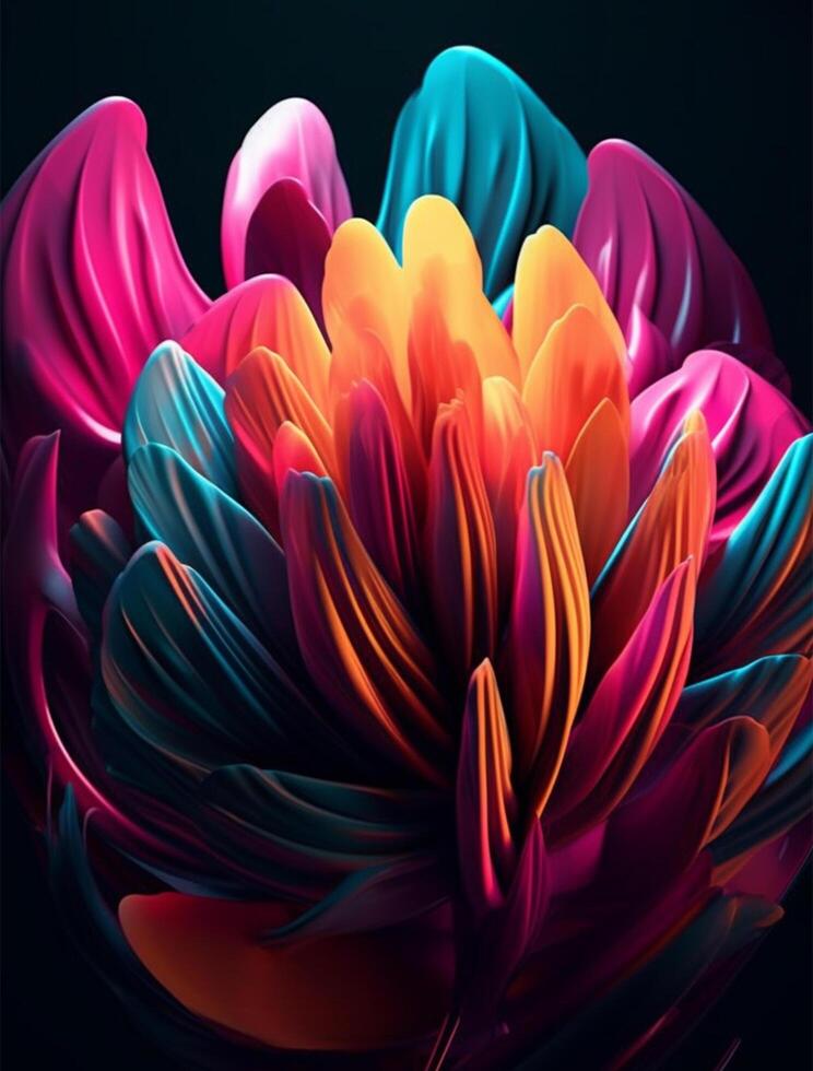 colorful floral abstract wallpaper, with black background, 23502573