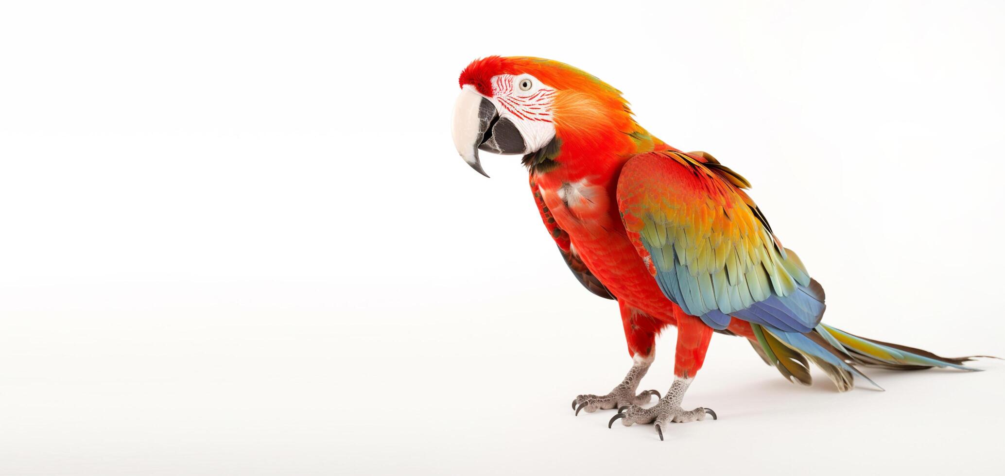 cockatoo portrait studio on white background and copy space. photo