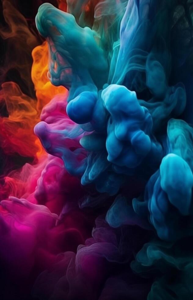 colorful smoke explosion wallpaper. on a black background. photo