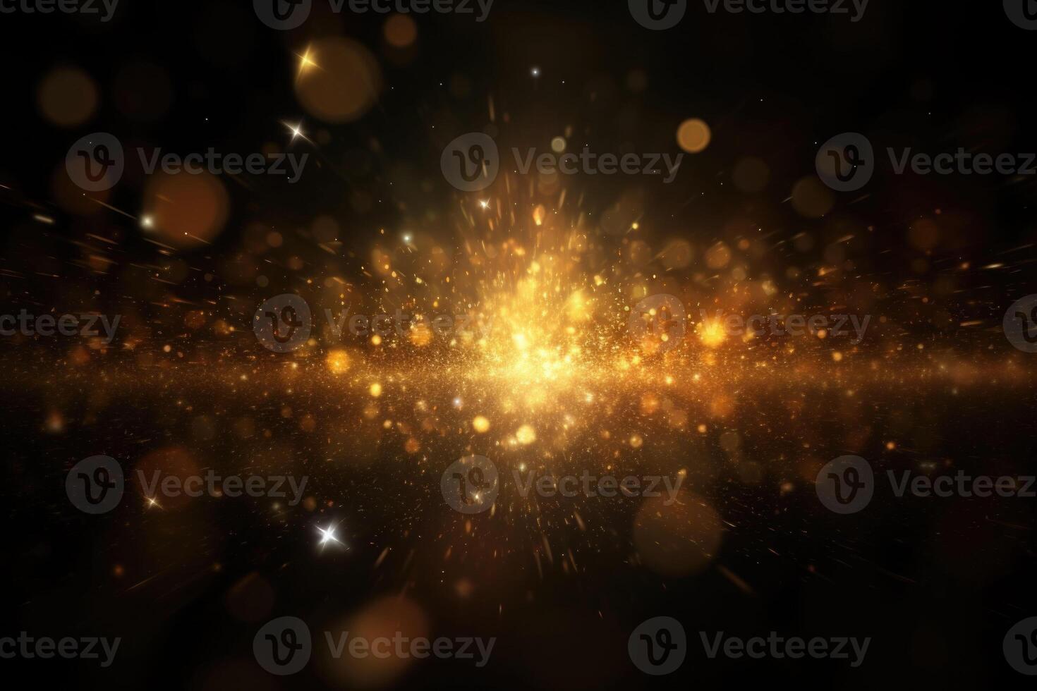 Star burst with sparkles. Gold glitter texture. Fractal explosion star with gloss. photo