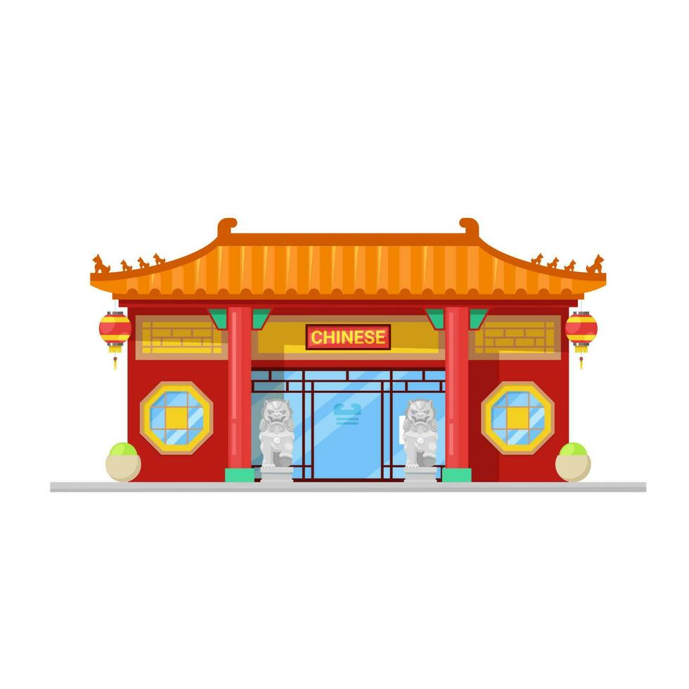 chino cocina restaurante edificio, vector fachada