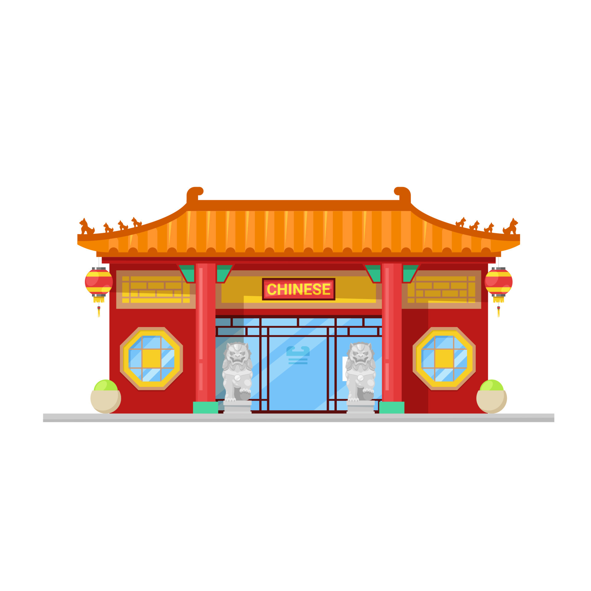 Chinese cuisine restaurant building, vector facade 23502862 Vector Art