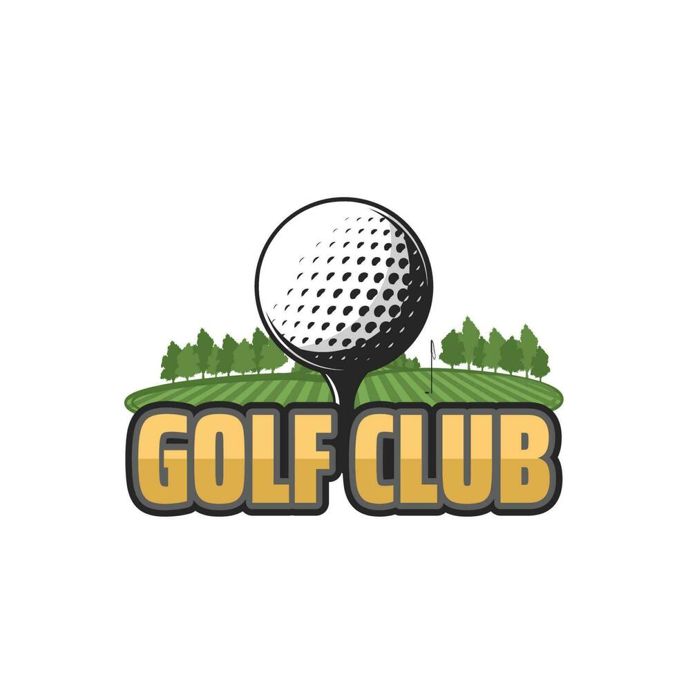 Golf club vector icon with field and ball