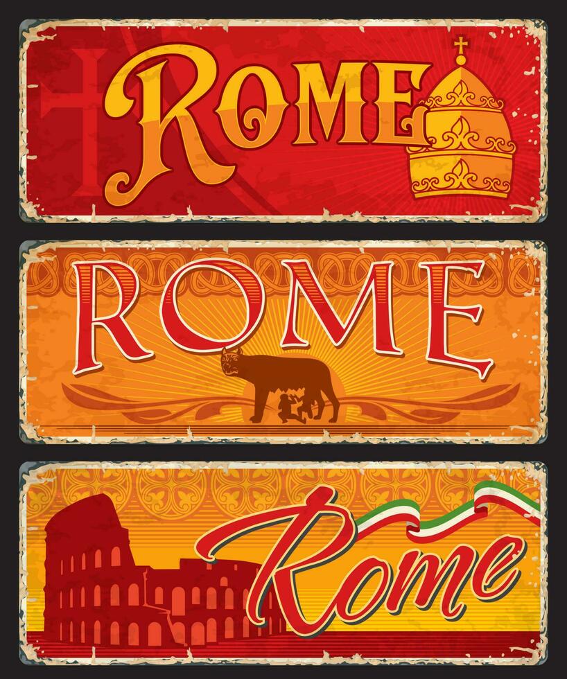 italiano Roma ciudad viaje pegatinas y platos vector