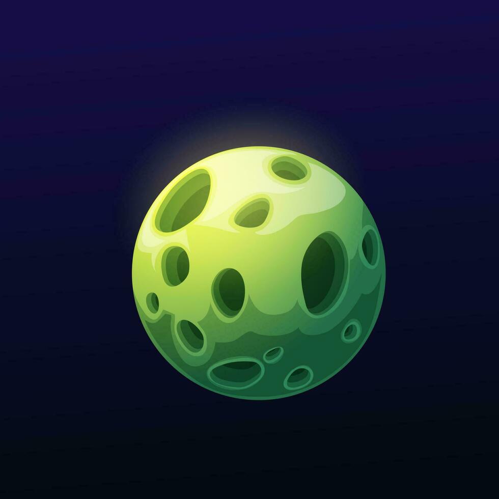 Green galaxy planet with holes of fantasy space vector