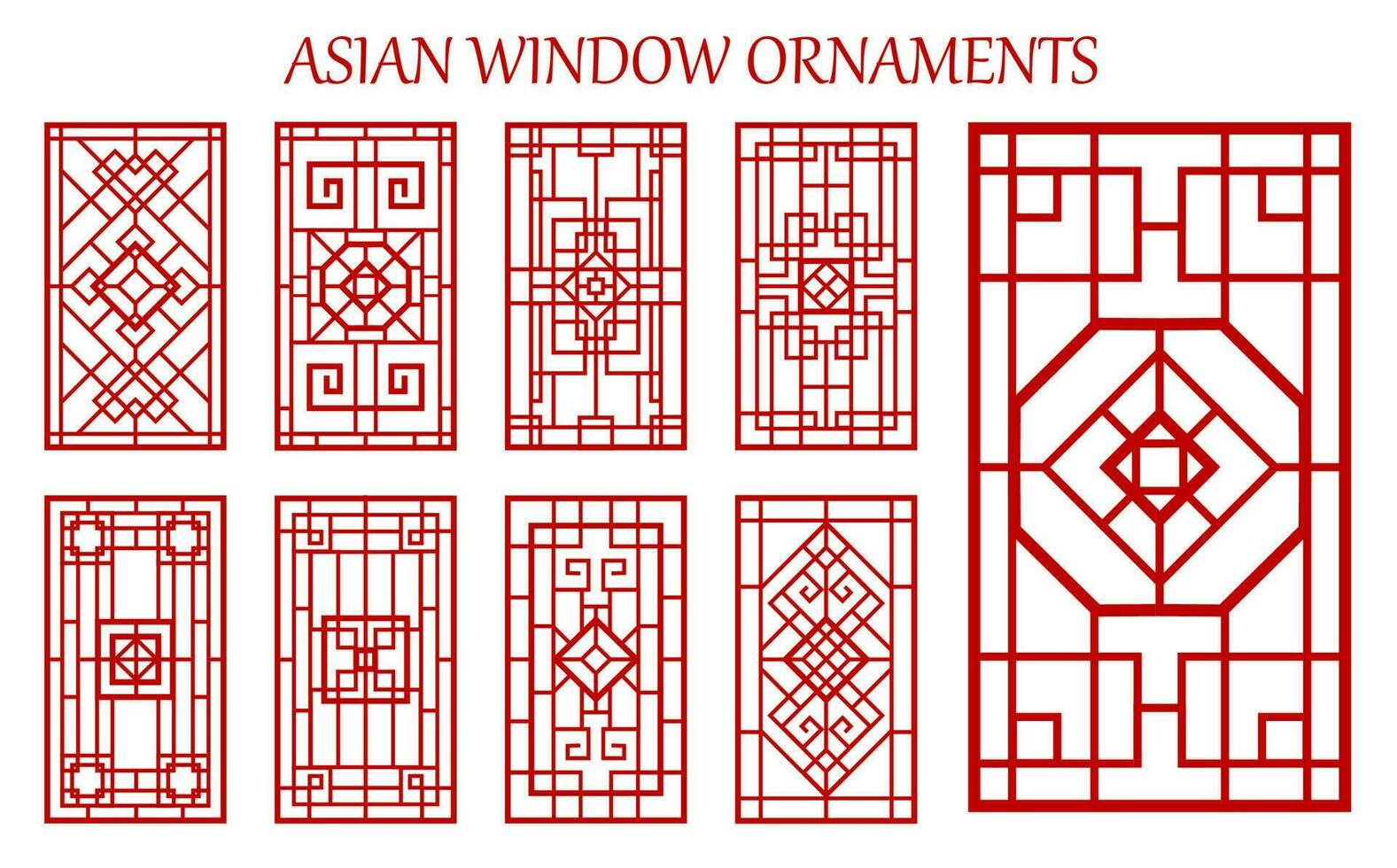 asiático ventana adornos, coreano, chino, japonés vector