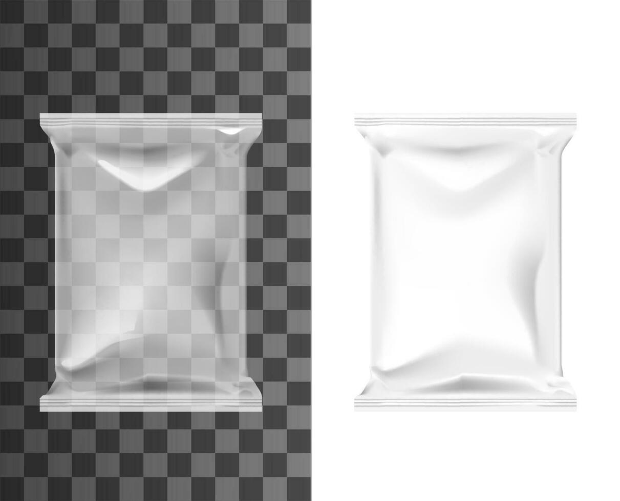 bolsa bolsa, bolsita embalar, blanco el plastico frustrar paquete vector