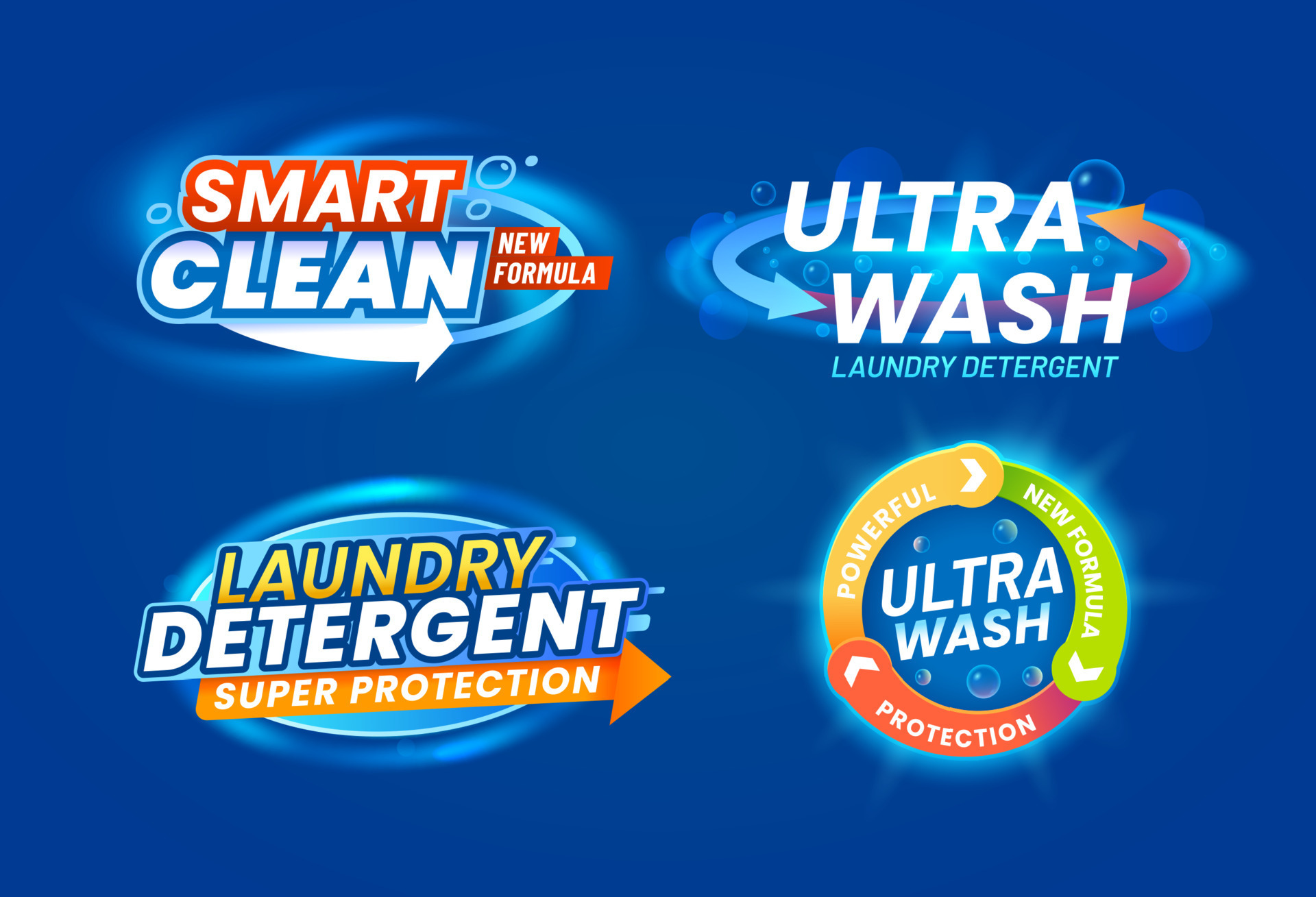 Powder or detergent color labels isolated set 23503038 Vector Art at