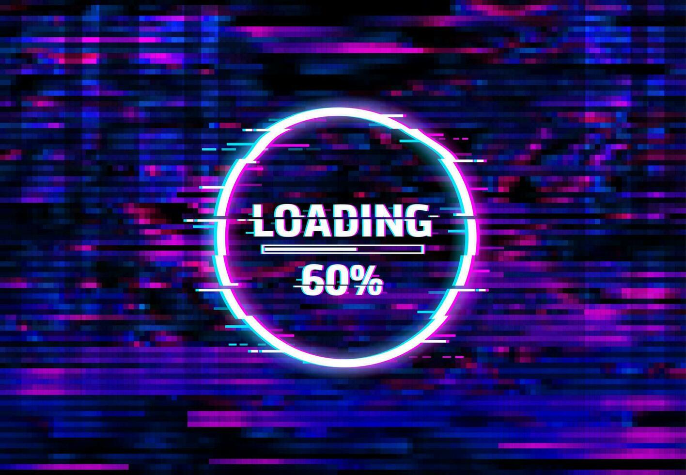 Digital distortion loading bar glitch background vector