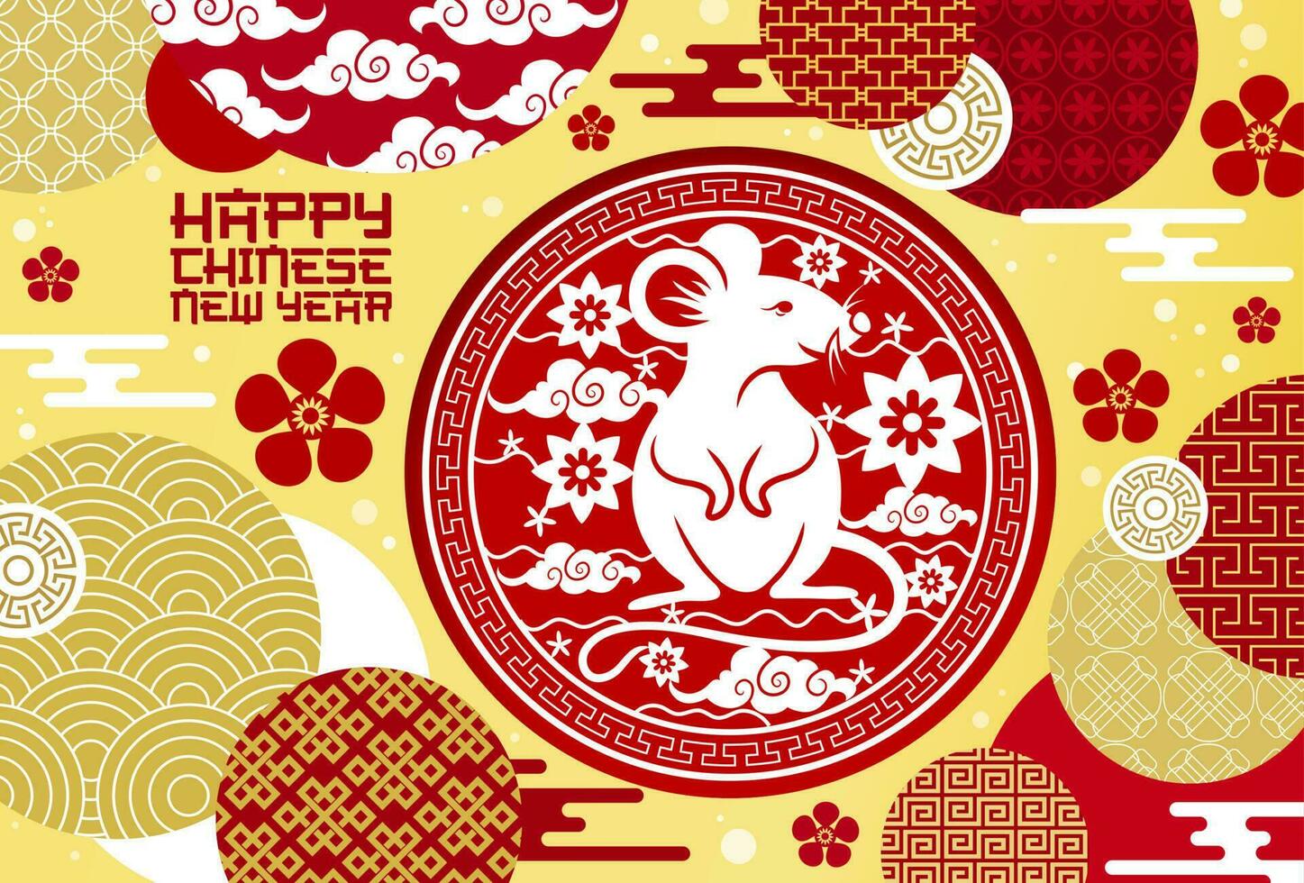 chino nuevo año rata o lunar animal zodíaco ratón vector