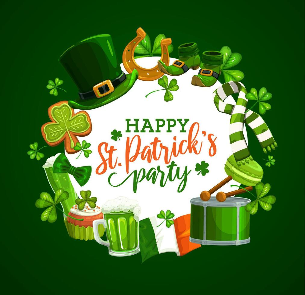 Happy Saint Patricks day, Irish holiday frame vector