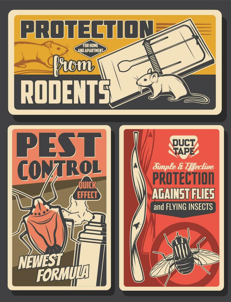 Pest control insects and rodents extermination vector