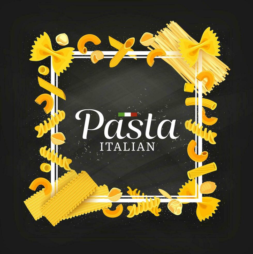 Italian cuisine pasta chalkboard banner or frame vector