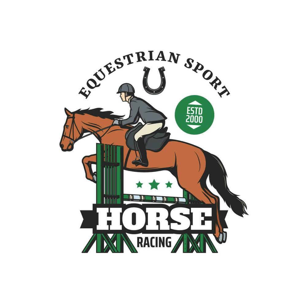 Equestrian sport and horse racing vector icon