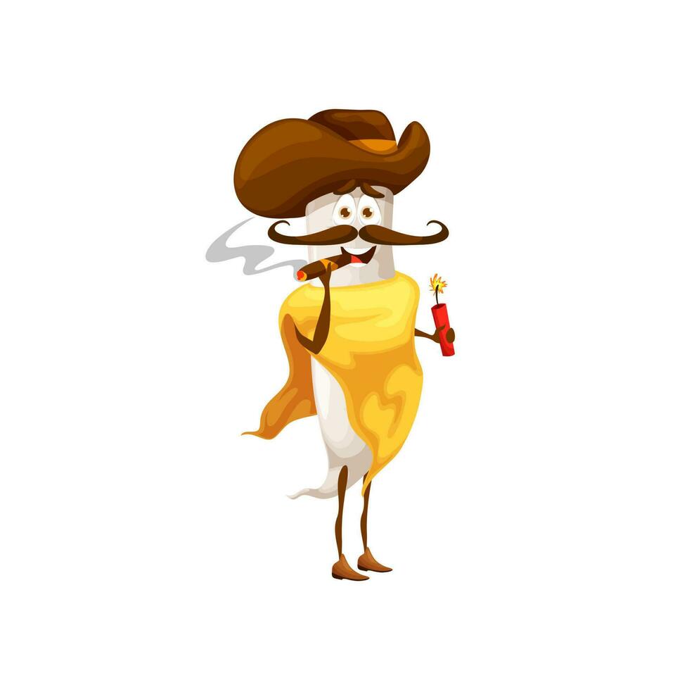 Cartoon daikon robber or bandit with dynamite vector
